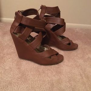 Cognac Wedge Sandals